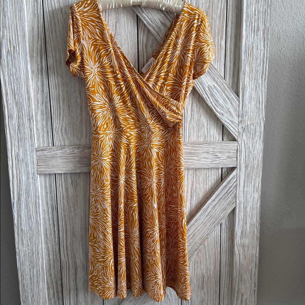 Orange Floral Wrap Dress by Kaiteigh